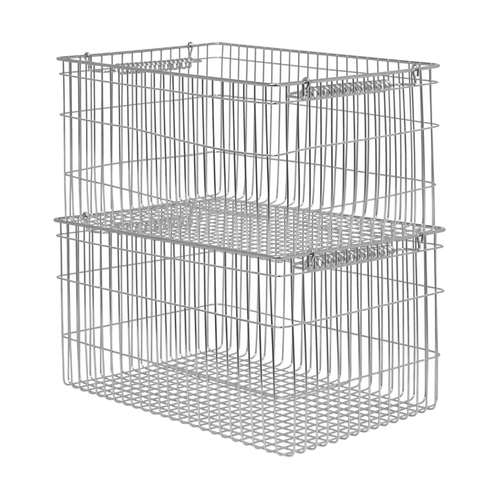 Cala kori pinottava 2-pakkaus - Ruostumaton teräs, 36,2x26,2x20,2 cm - Ferm Living