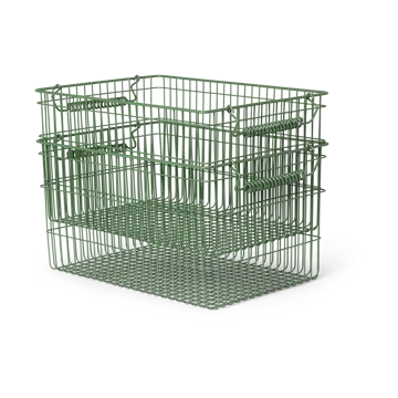 Cala kori pinottava 2-pakkaus - Verdant green, 36,2 x 26,2 x 20,2 cm - Ferm Living