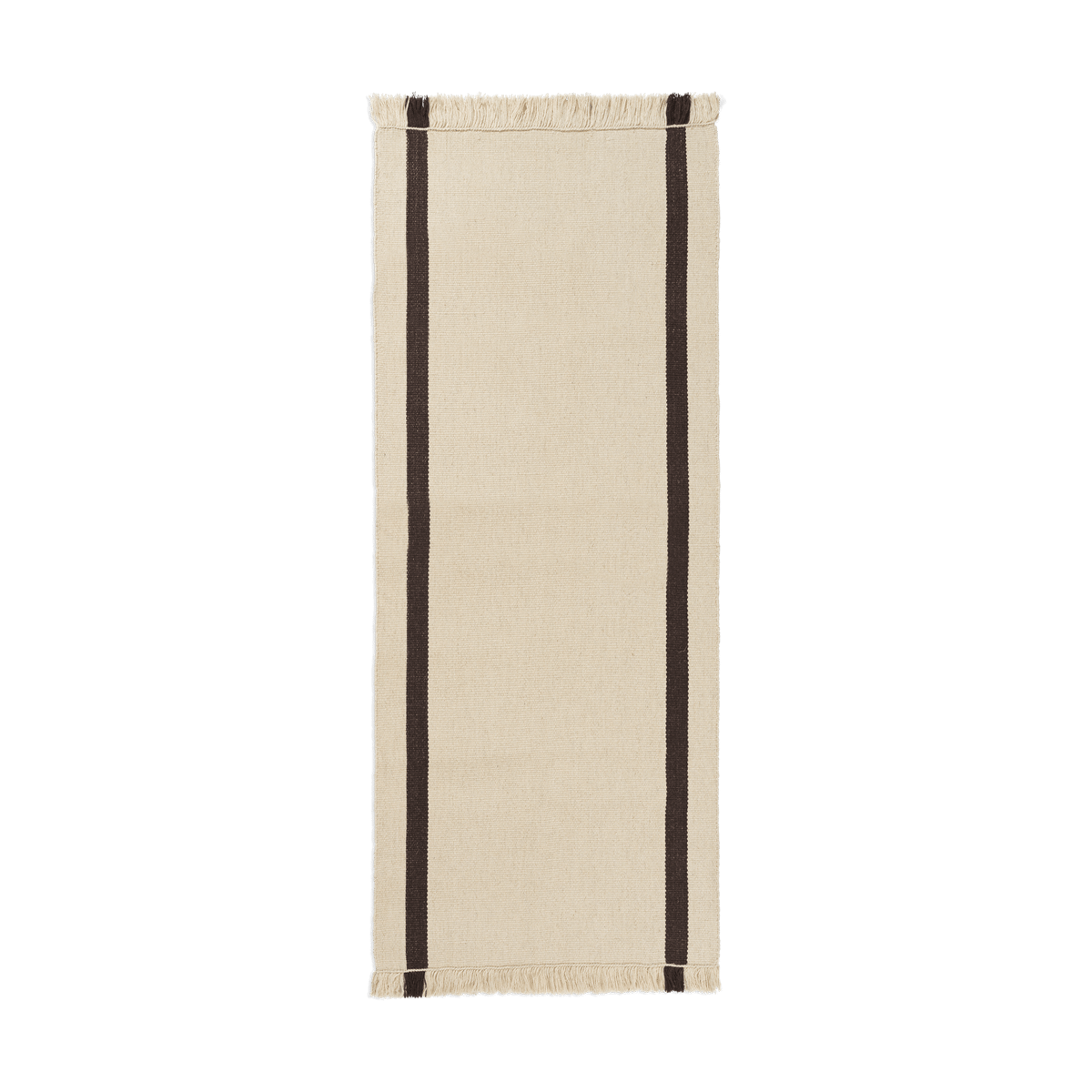 Ferm Living Calm kelim kävelymatto Off-white, Coffee, 80x200 cm