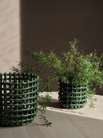 Ceramic punottu kori Ø 16 cm - Emerald Green - ferm LIVING