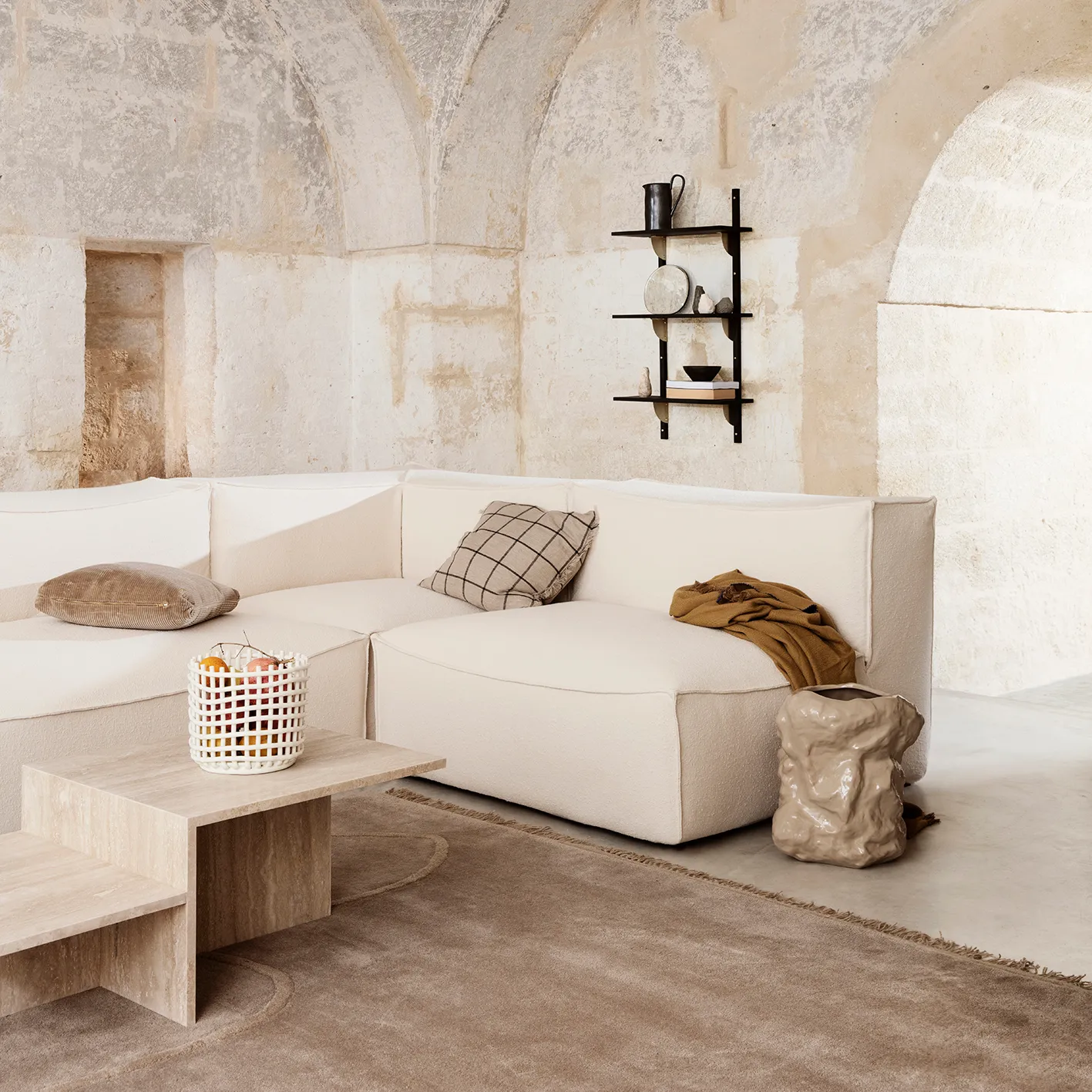 Ceramic punottu kori Ø 23,5 cm, Off white Ferm Living