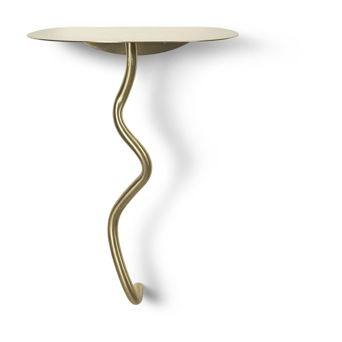 Ferm Living Curvature seinäpöytä Brass | Skandinaavinen Sisustus | Sivupöydät & Apupöydät | Kullanvärinen