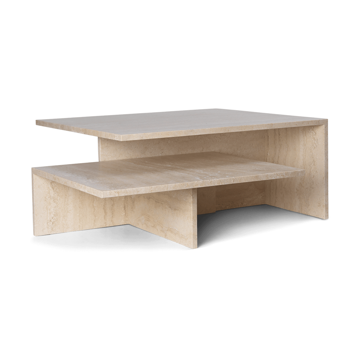 Ferm Living Distinct Grande Duo sohvapöytä 133x70x35 cm Travertiini
