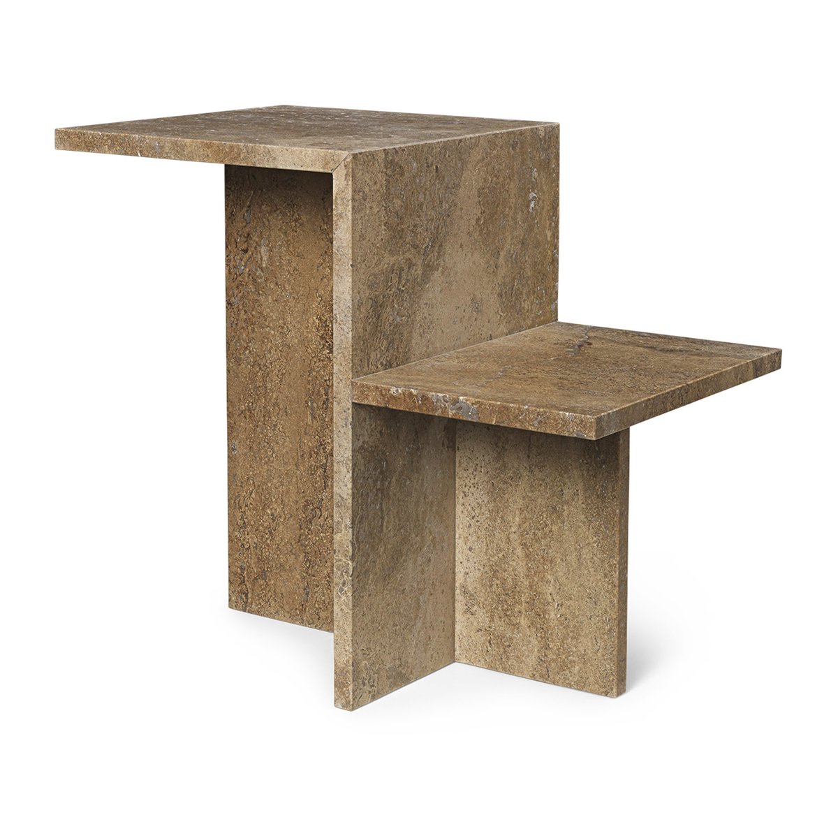 Ferm Living Distinct sivupöytä 59,5x35x50 cm Dark Brown Travertine