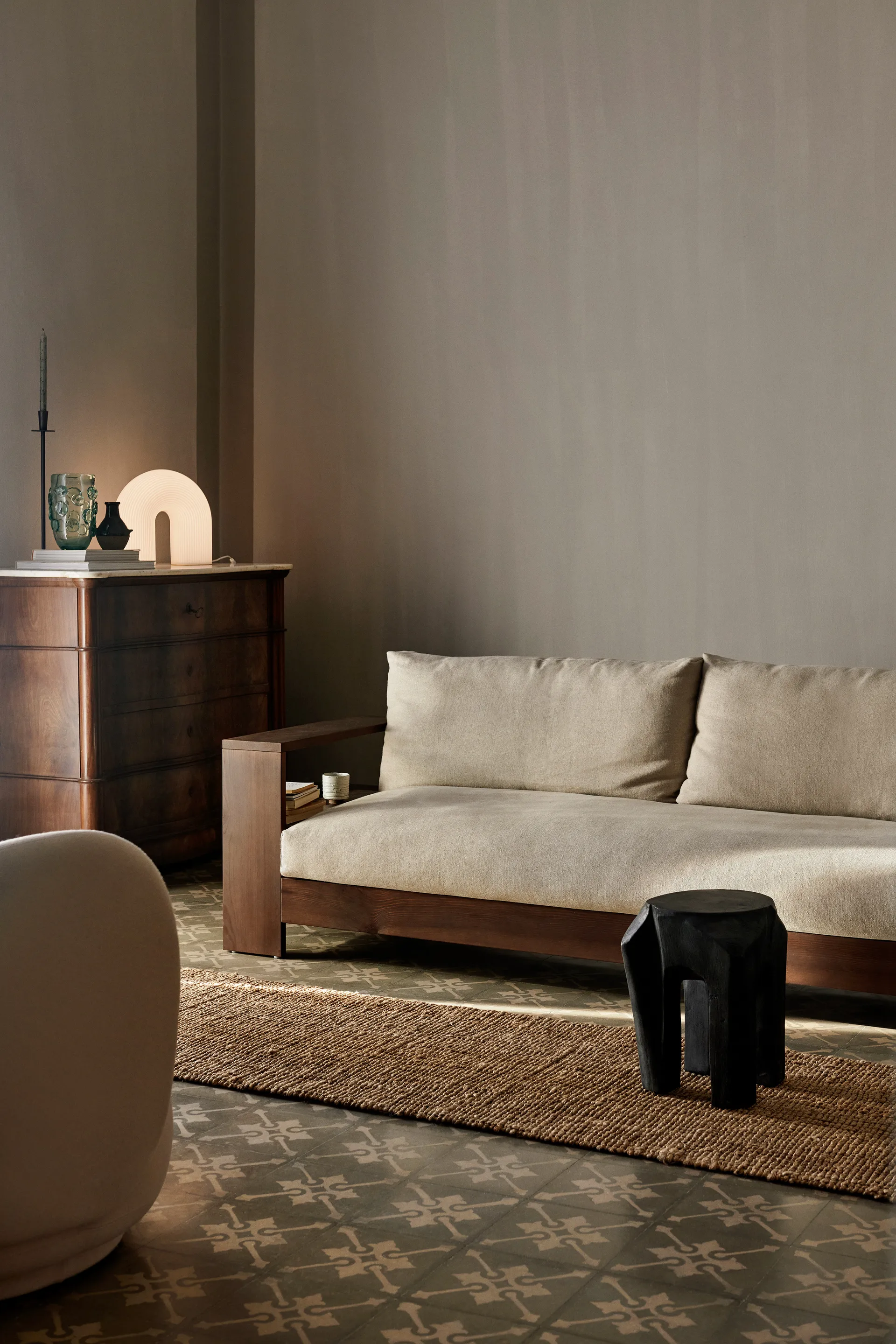 Edre sohva classic linen, Dark Stained-Natural Ferm Living