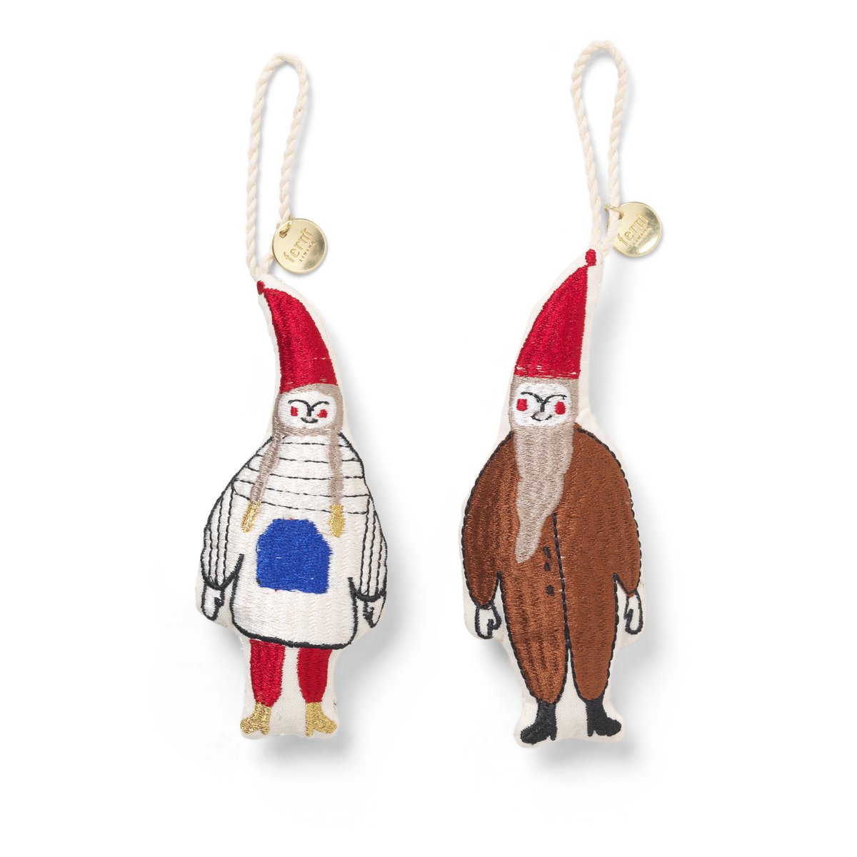 Ferm Living Elf Pair -joulukuusenkoriste Multi | Skandinaavinen Sisustus | Joulukoristeet | Monivärinen