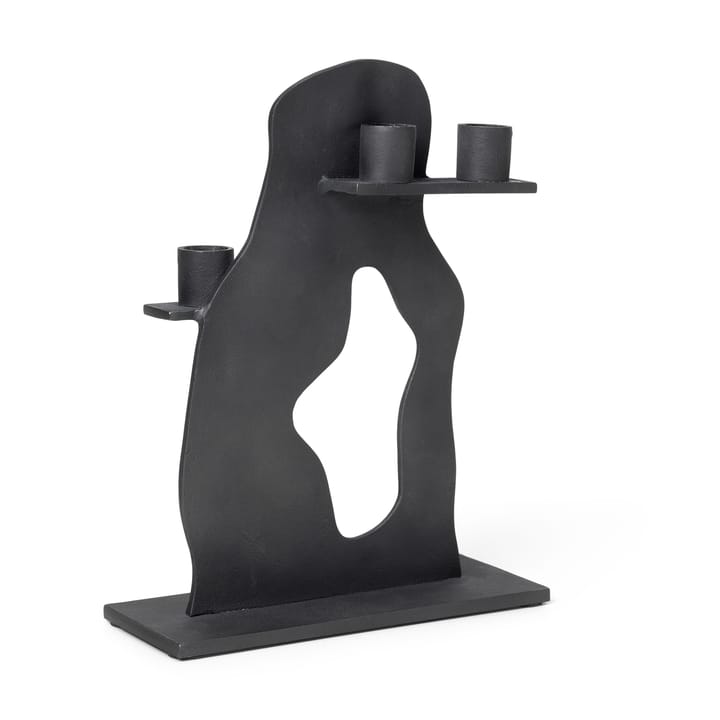 Erode kynttilänjalka 21 x 27 x 4 cm, Blackened Aluminium Ferm Living