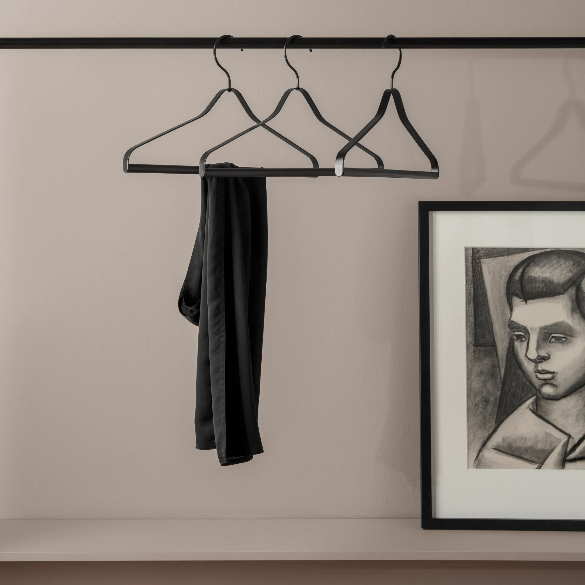 Ferm Living henkari 3- pakkaus, musta Ferm Living