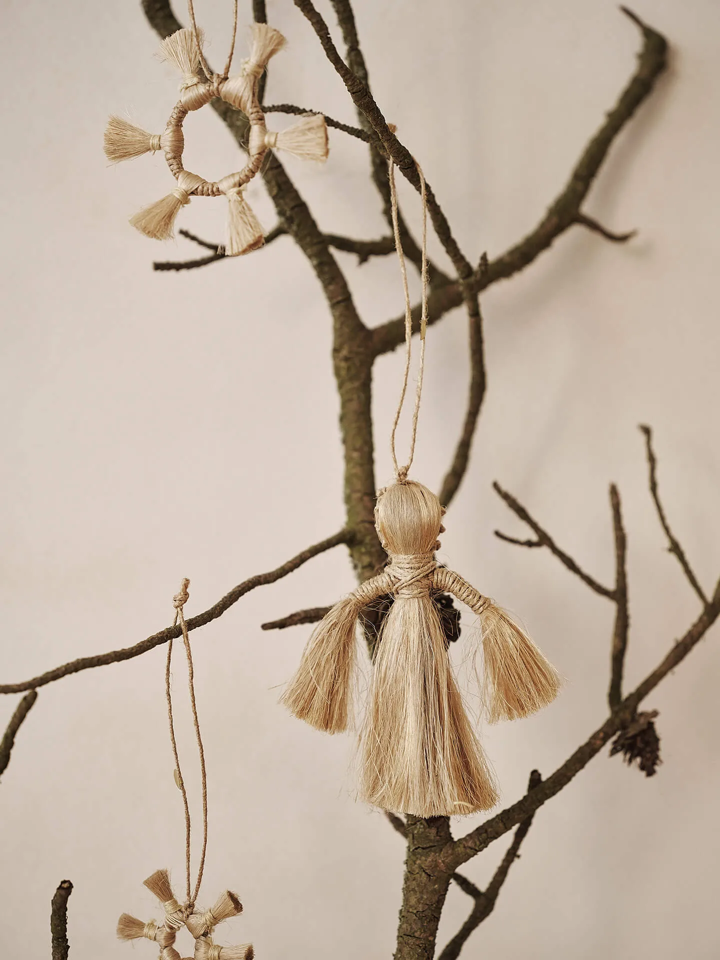 Ferm Living Jute Stars joulukoriste 3 osaa, Natural Ferm Living