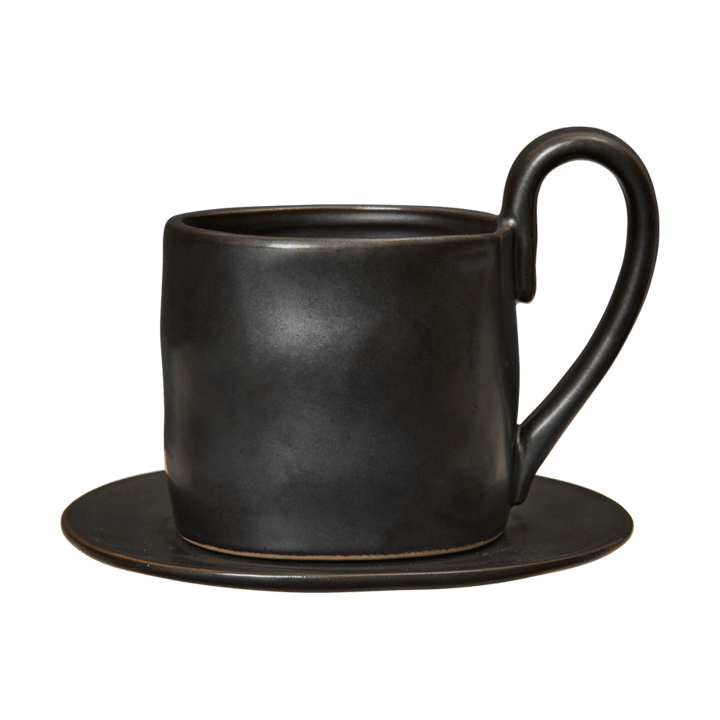 Flow muki lautasella 25 cl - Black - Ferm Living
