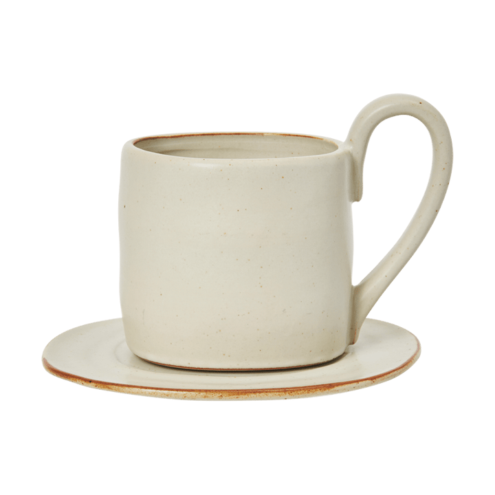Flow muki lautasella 25 cl - Off-white speckle - Ferm Living