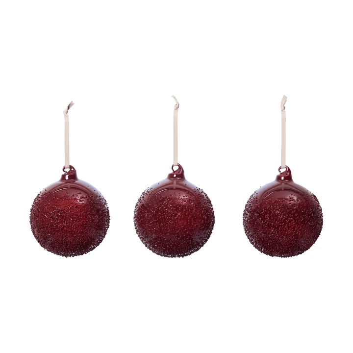 Flurry joulukuusenpallot 3-pack - L, Picante Red - Ferm Living