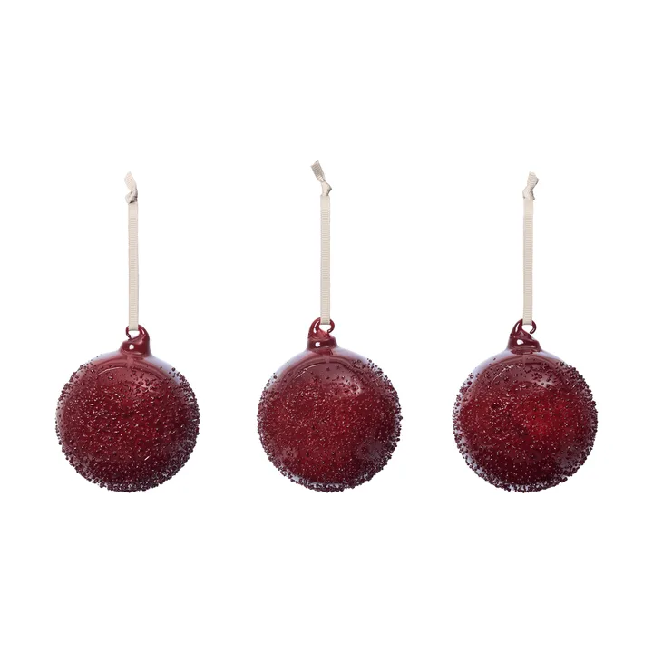 Flurry joulukuusenpallot 3-pack - M, Picante Red - Ferm Living
