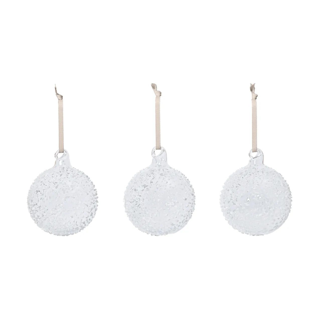 Flurry joulukuusenpallot 3-pack, M, White Ferm Living