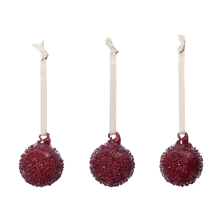 Flurry joulukuusenpallot 3-pack - S, Picante Red - Ferm Living