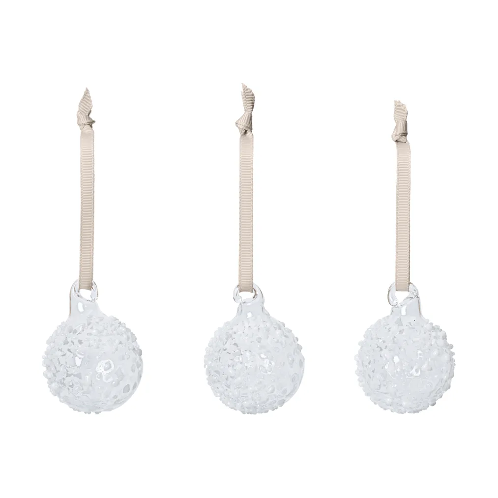 Flurry joulukuusenpallot 3-pack, S, White Ferm Living