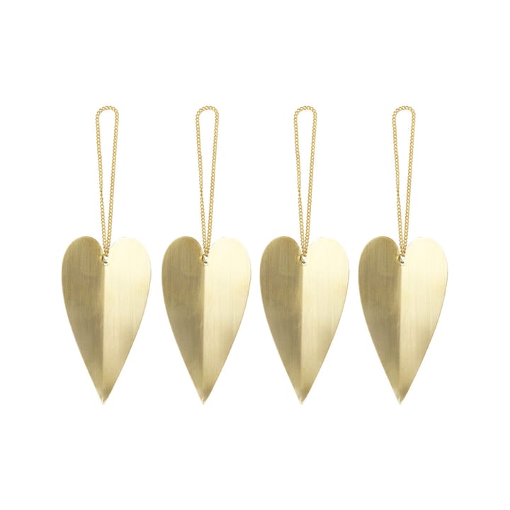 Heart brass -joulukuusenkoriste - 4-pakkaus - Ferm Living