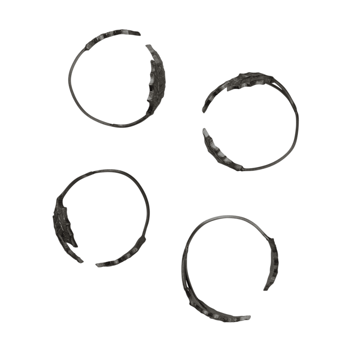 Holly leaf servettirengas Ø5,3 cm 4-pack - Musta messinki - Ferm Living