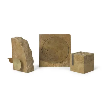 Klint teipinpidike 11,6 x 17 cm - Beige travertin - Ferm Living