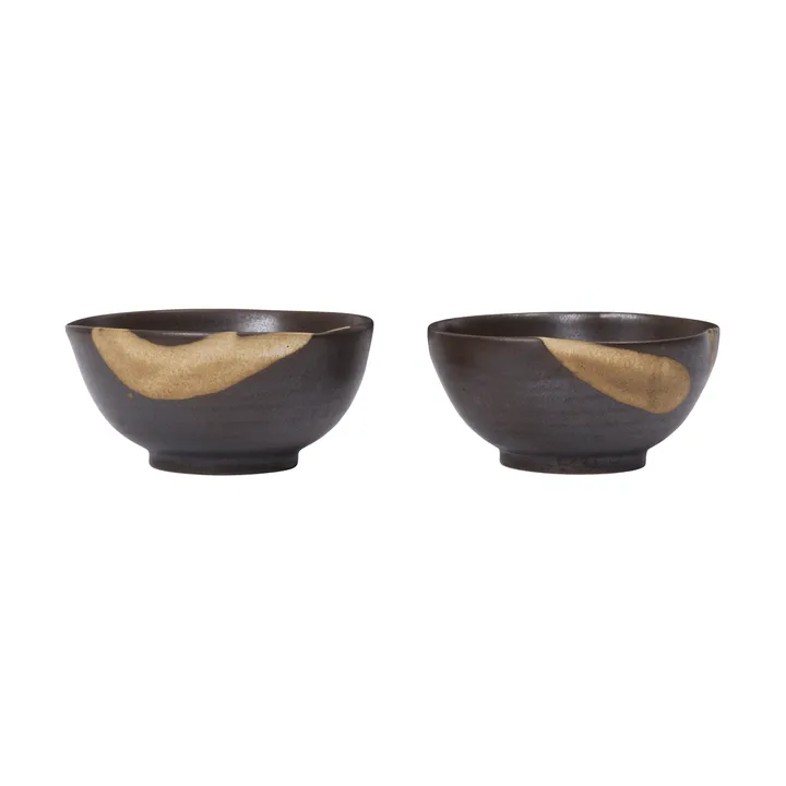 Koyo kulho 2-pack - Dark brown-buff, Ø8,5×4,5 cm - Ferm Living