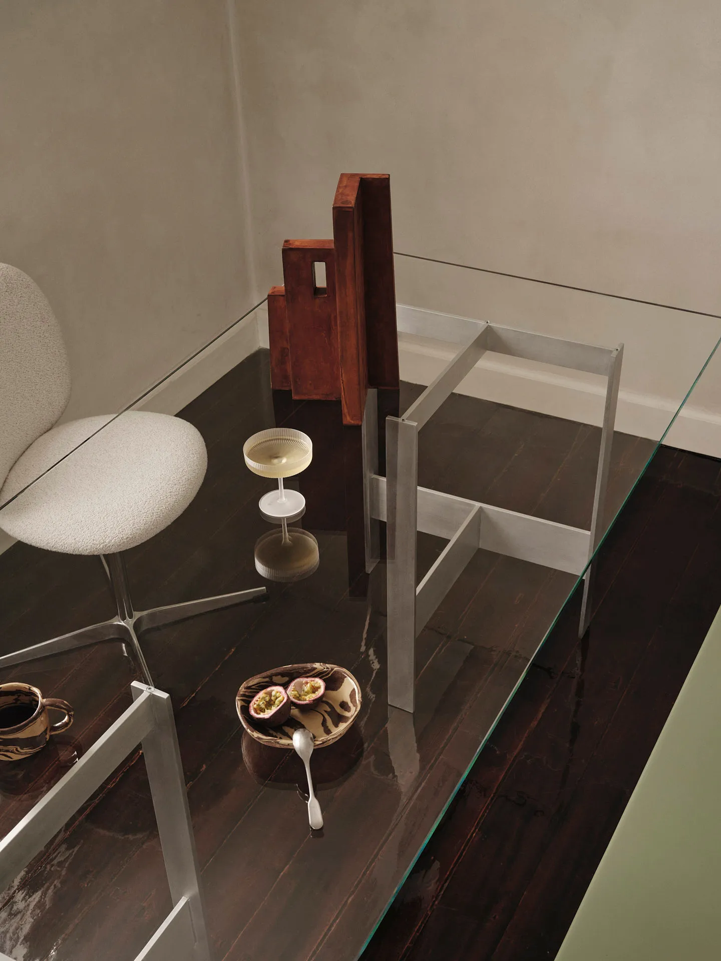 Lager ruokapöytä 90x200 cm, Glass-aluminium Ferm Living