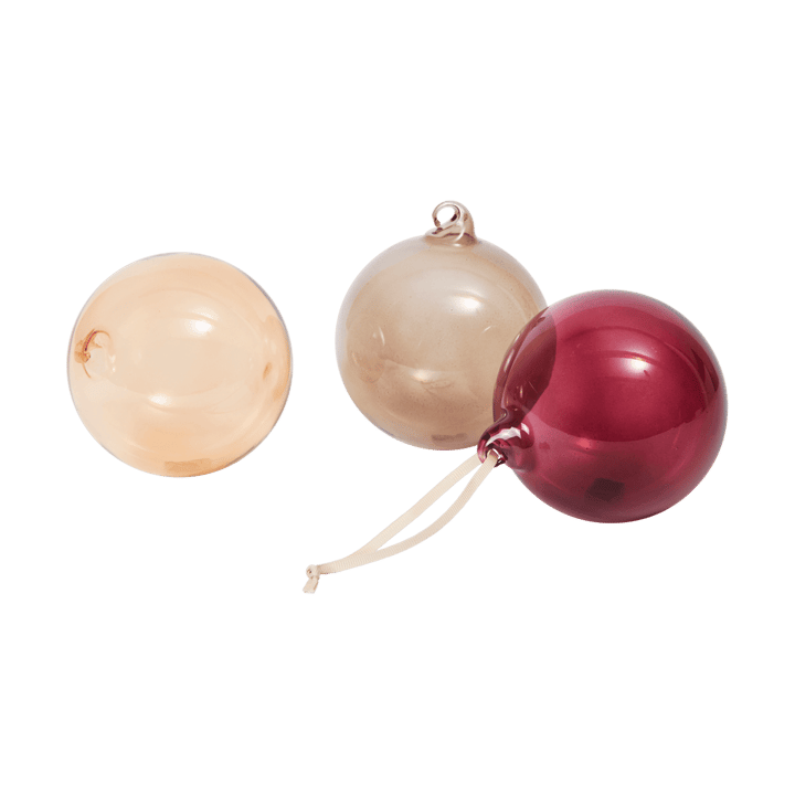 Lasipallo joulukoriste  L Ø10 cm 3 osaa - Roseate Translucent - Ferm Living