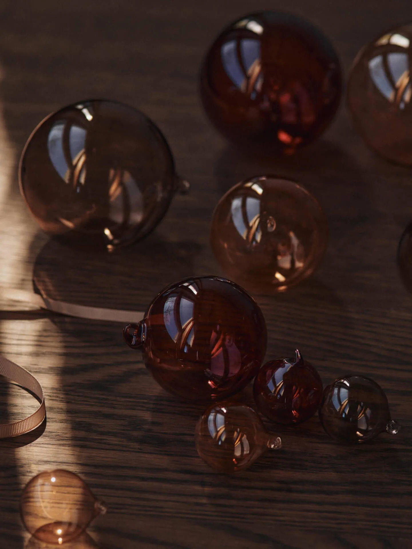 Lasipallo joulukoriste M Ø8 cm 3 osaa, Roseate Translucent Ferm Living