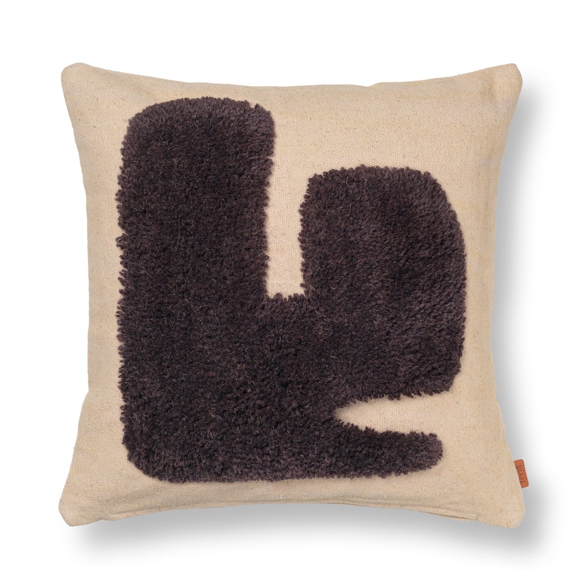 ferm LIVING Lay tyyny 50 x 50 cm Sand / Dark Brown