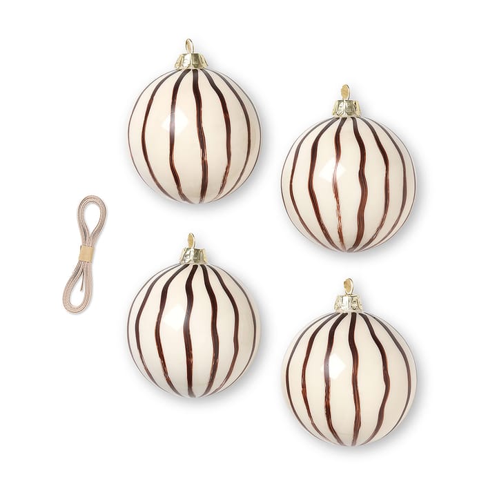Lines joulukoristeet Ø8 cm 4-pack - Puna-ruskea - Ferm Living
