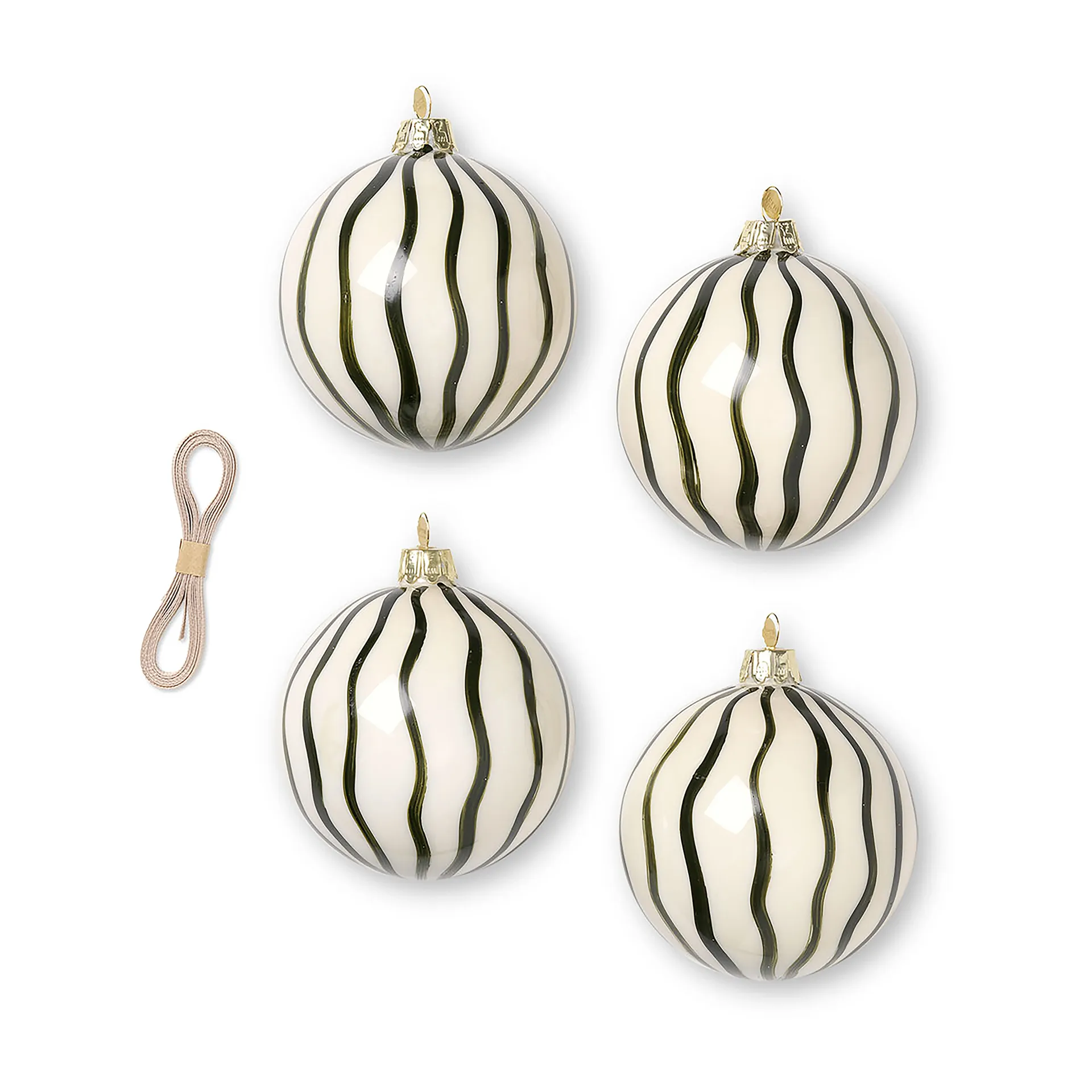 Lines joulukoristeet Ø8 cm 4-pack, Vihreä Ferm Living