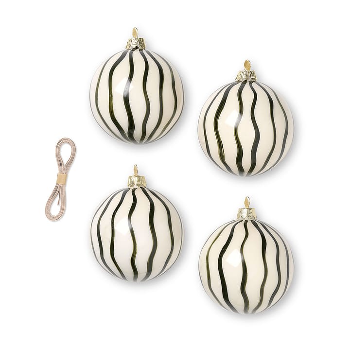 Lines joulukoristeet Ø8 cm 4-pack - Vihreä - Ferm Living