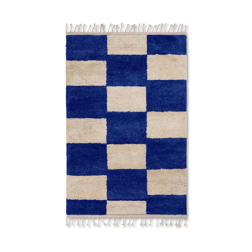 Ferm Living Mara matto Bright blue/offwhite, l, 120 x 180 cm