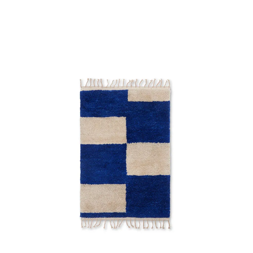 Mara matto, Bright blue/offwhite, s, 80 x 120 cm Ferm Living