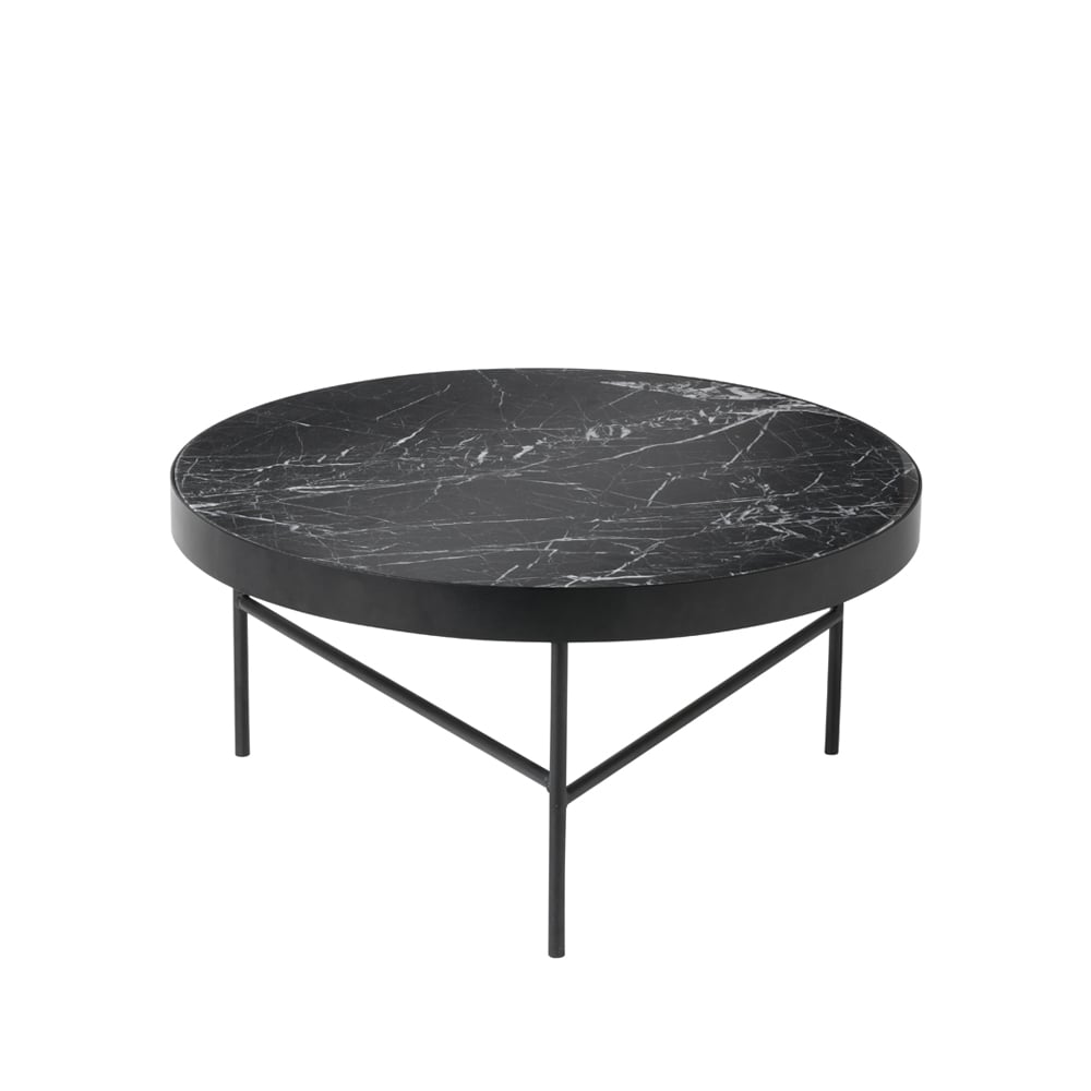 ferm LIVING Marble Table -sohvapöytä Marmori musta large musta runko