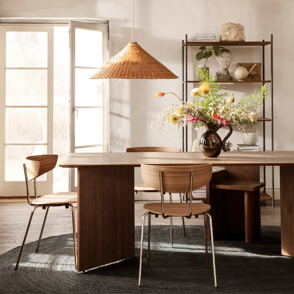 Mingle ruokapöytä, Oak black, 210 cm, mustat metallijalat Ferm Living