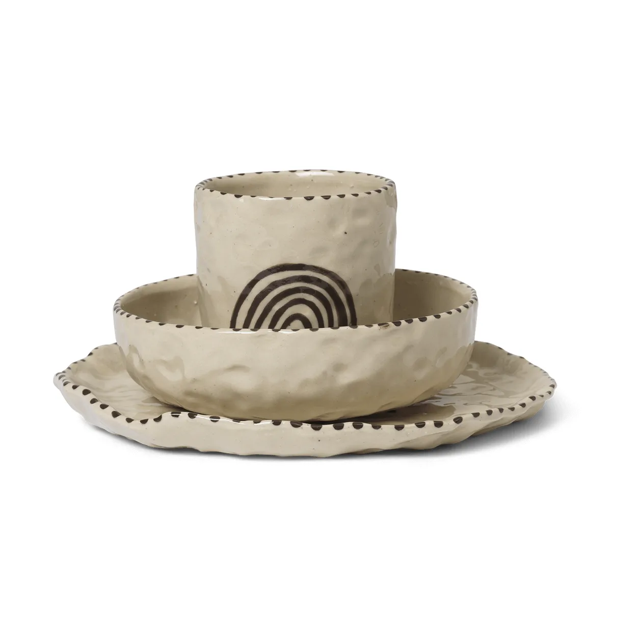 Ferm Living Naive lasten astiasto 3 osaa Red brown