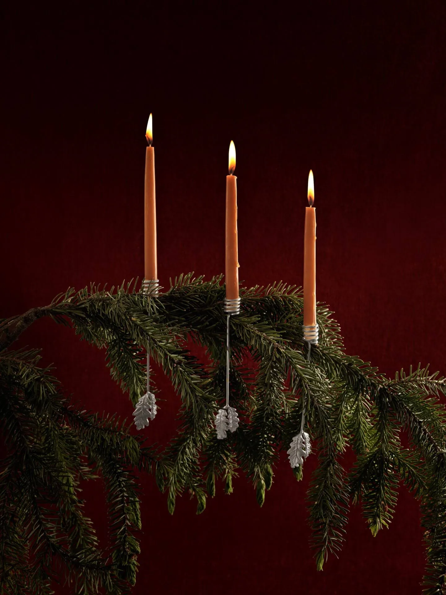 Oak leaf christmas tree kynttilänjalka 4-pack, Hopea Ferm Living