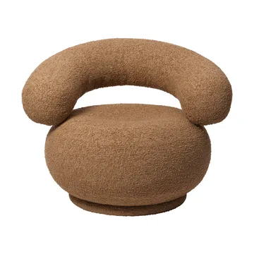 Orbo Lounge -nojatuoli, pyörivä - Raw bouclé - Tan - Ferm Living