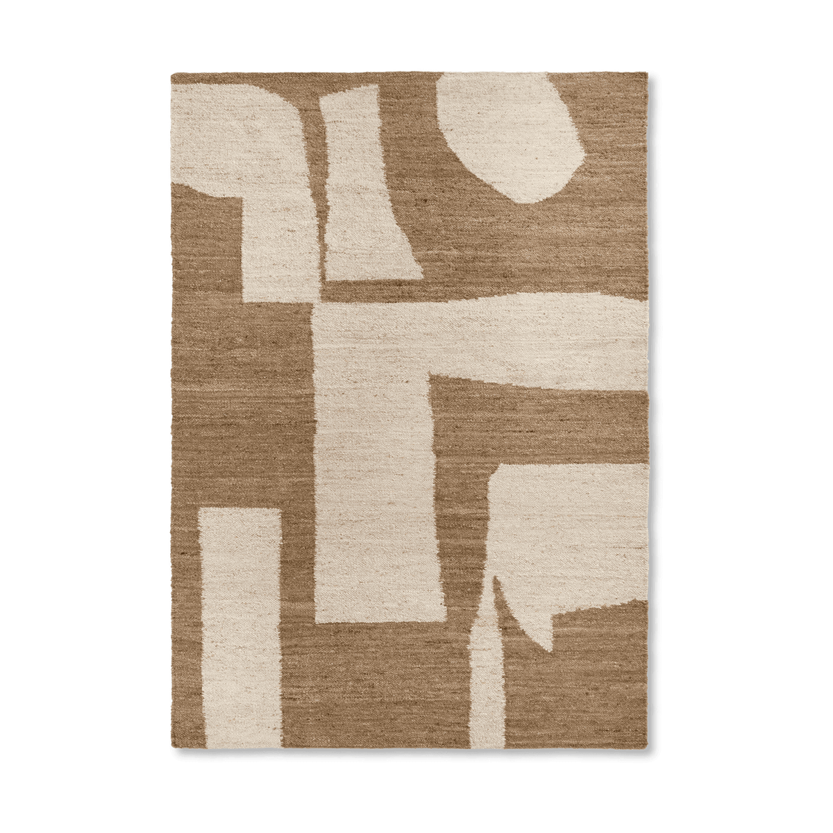 Ferm Living Piece villamatto Off-white-Toffee, 200x300 cm Luonnonvalkoinen-Toffee, 200x300 cm