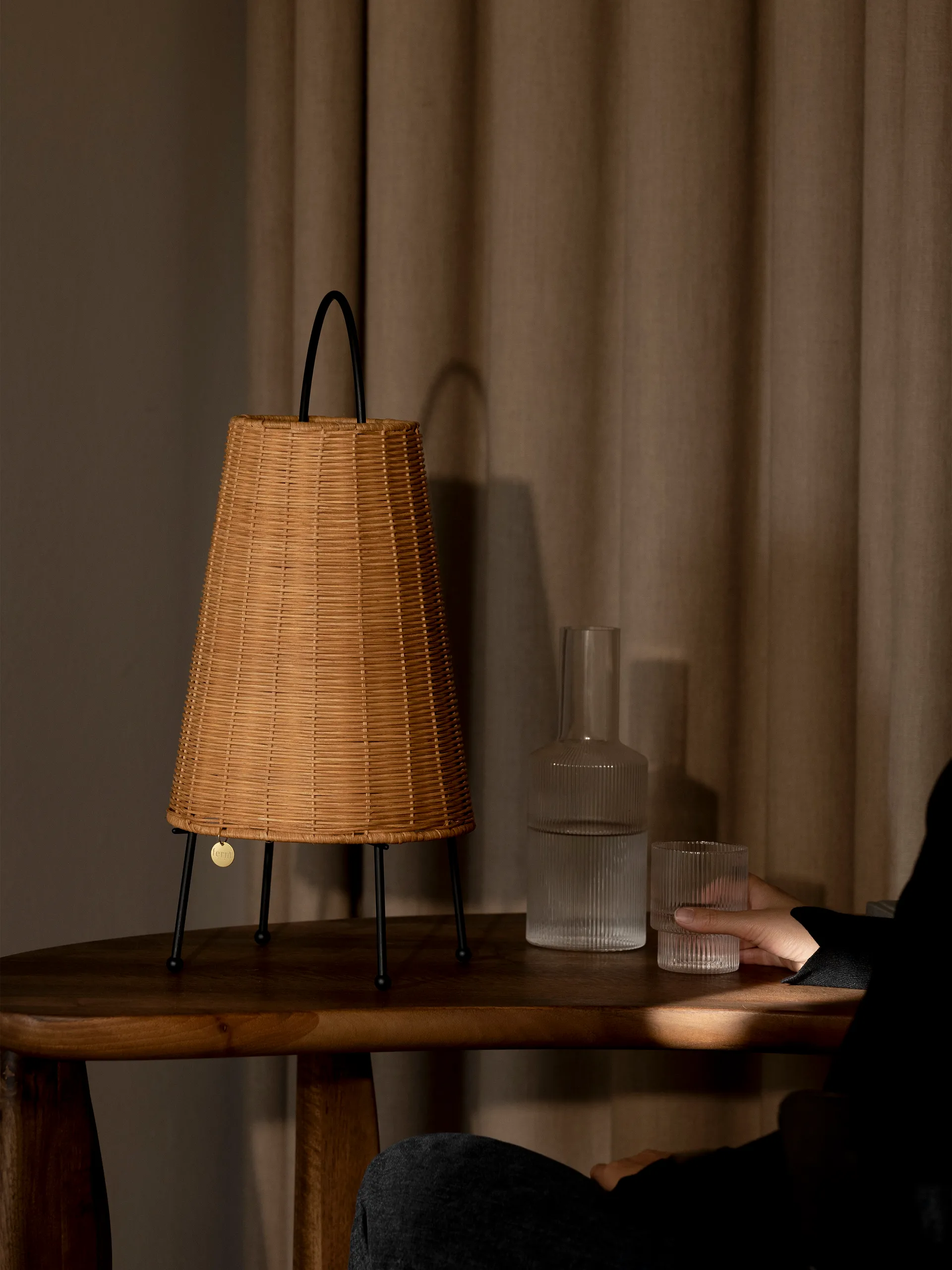 Porti Braided -pöytävalaisin 50 cm, Natural Ferm Living