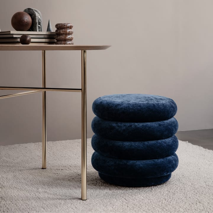 Pouf Round -istuinrahi - Kangas faded velvet 26 beige - ferm LIVING