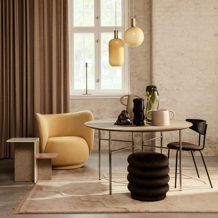Pouf Round -istuinrahi, Kangas faded velvet 26 beige Ferm Living