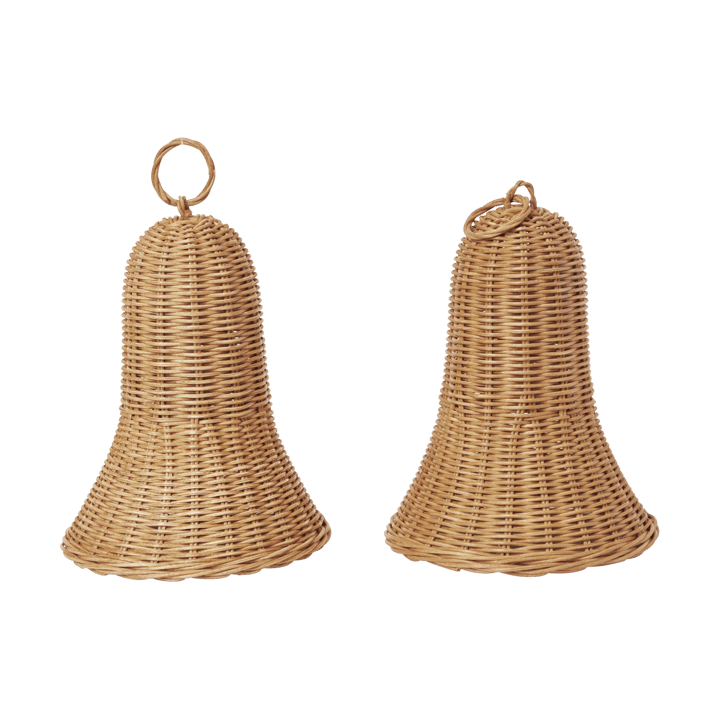 Punotut kellot joulukoriste 20 cm 2-pack - Natural - Ferm Living