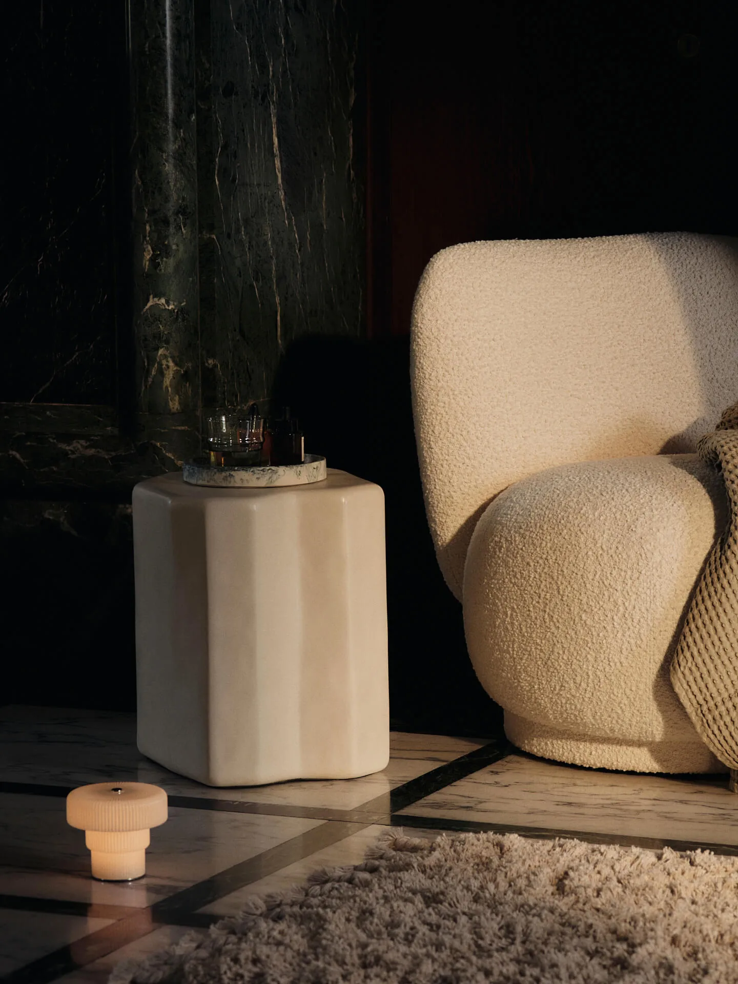 Rico lounge chair piccolo nojatuoli, Nordic Bouclé-Off-white Ferm Living