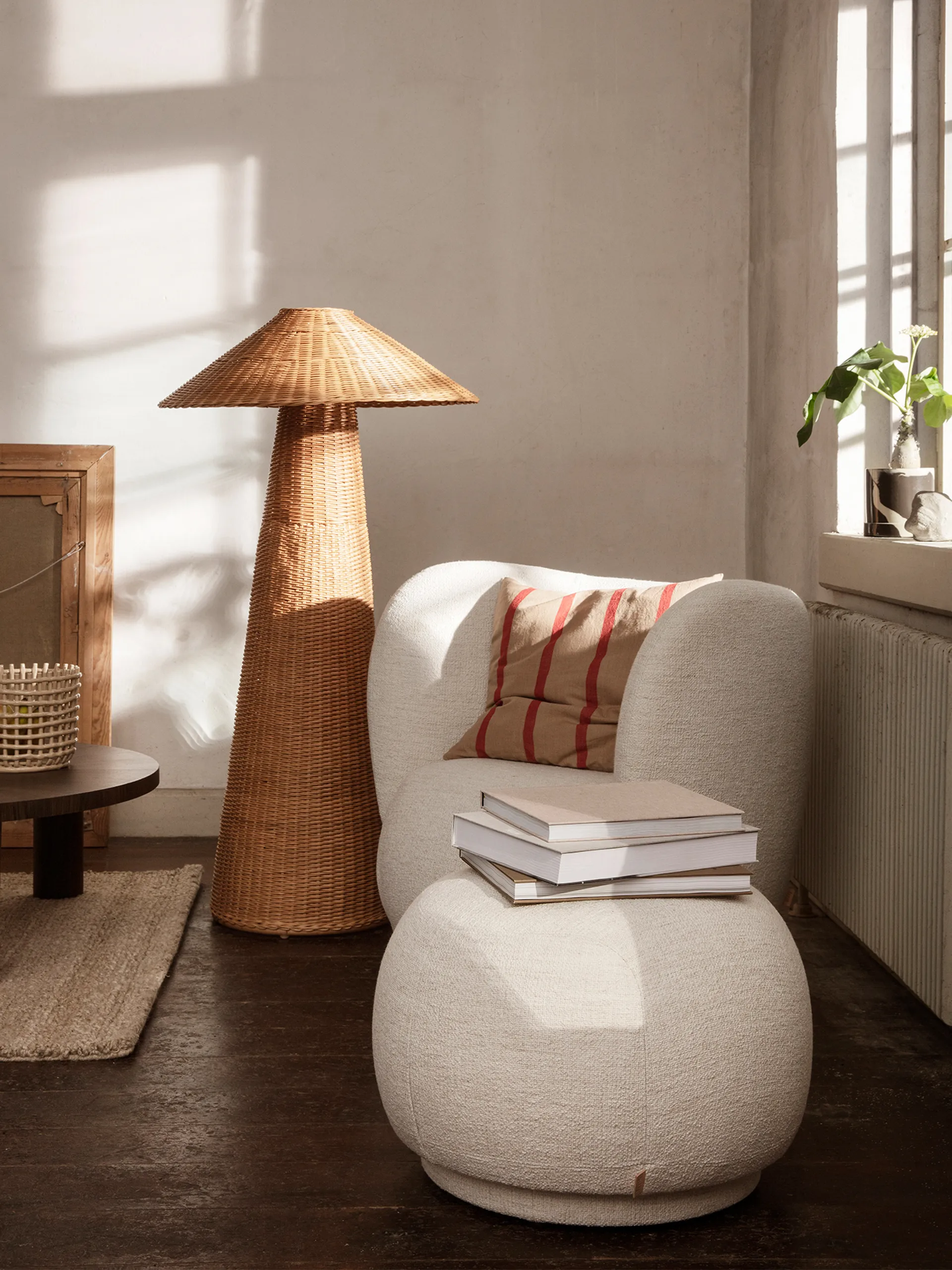 Rico pouf -istuinrahi, Bouclé offwhite Ferm Living
