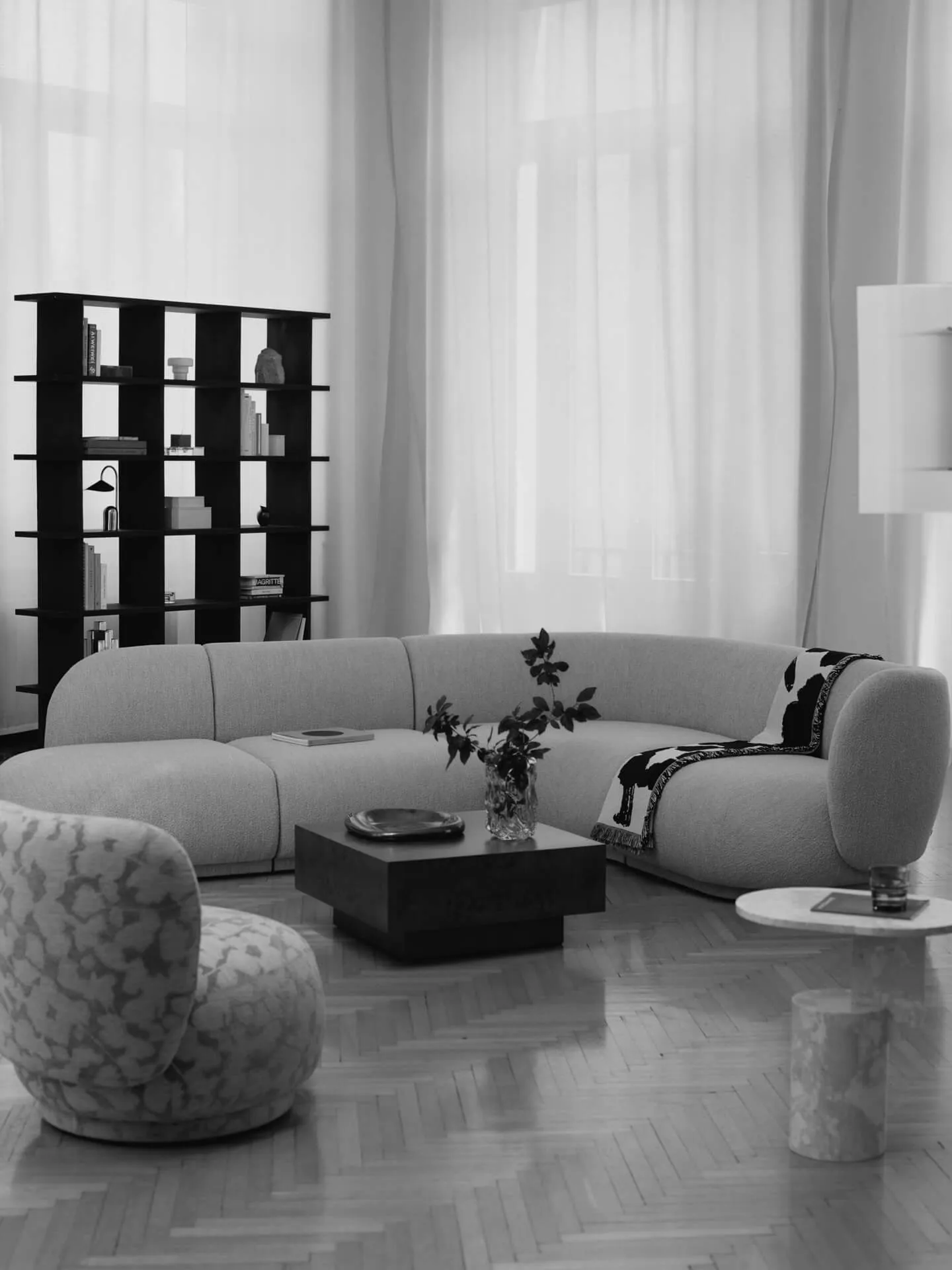 Rico sohvamoduuli armrest R Soft Bouclé, Natural Ferm Living