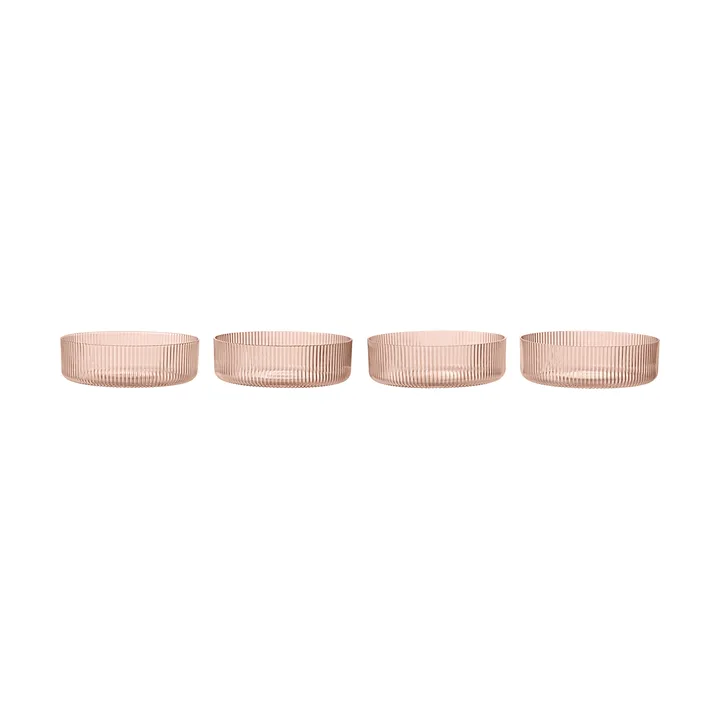 Ripple aamiaiskulho 4 kpl - Poskipuna - Ferm Living