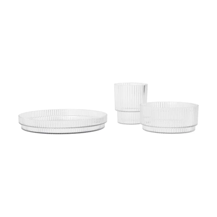 Ripple kids lastenastiasto - Clear, 3 kpl - Ferm Living