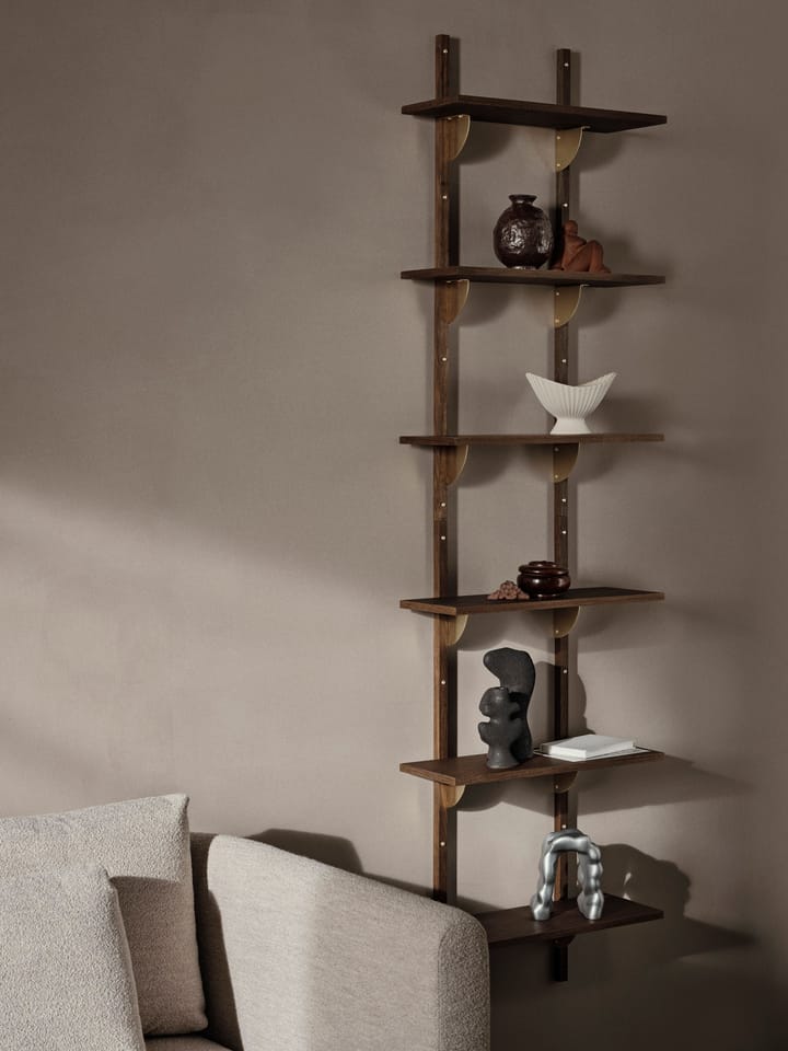 Sector hylly triple narrow, Smoked Oak, brass Ferm Living