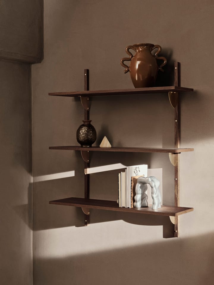 Sector hylly triple wide, Smoked Oak, brass Ferm Living